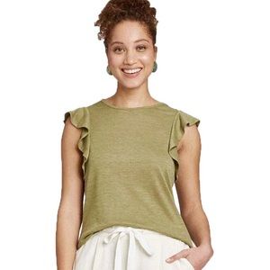 A New Day Ruffle Short Sleeve Linen Look T-Shirt